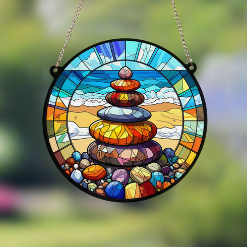 Rock Pile Stained Glass Effect Suncatcher